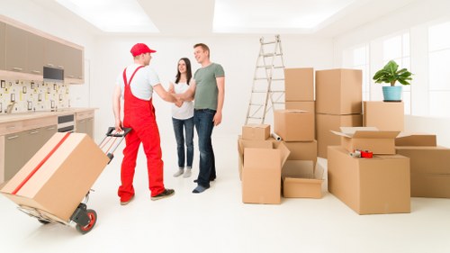 Removals van loaded for a house move in Acton near local residential properties